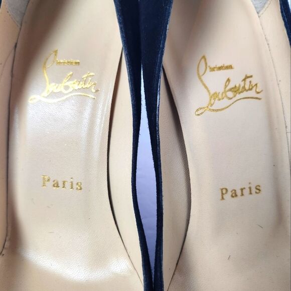 Christian Louboutin Zappa 100 Suede Specchio Heels Spike Black Gold Size 36 - Picture 8 of 14